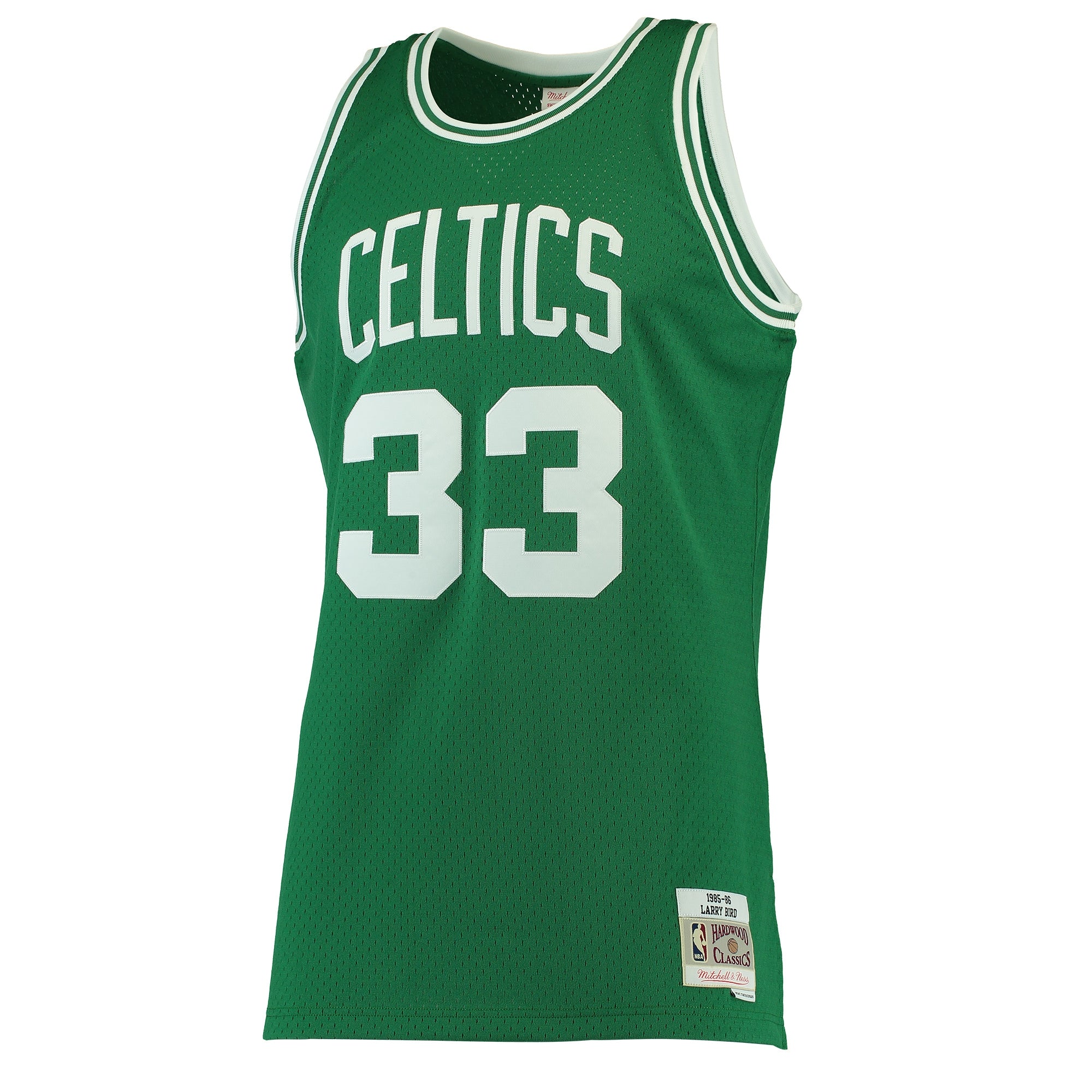 Men's Mitchell & Ness Larry Bird Kelly Green Boston Celtics 1985-86 Hardwood Classics Swingman Jersey
