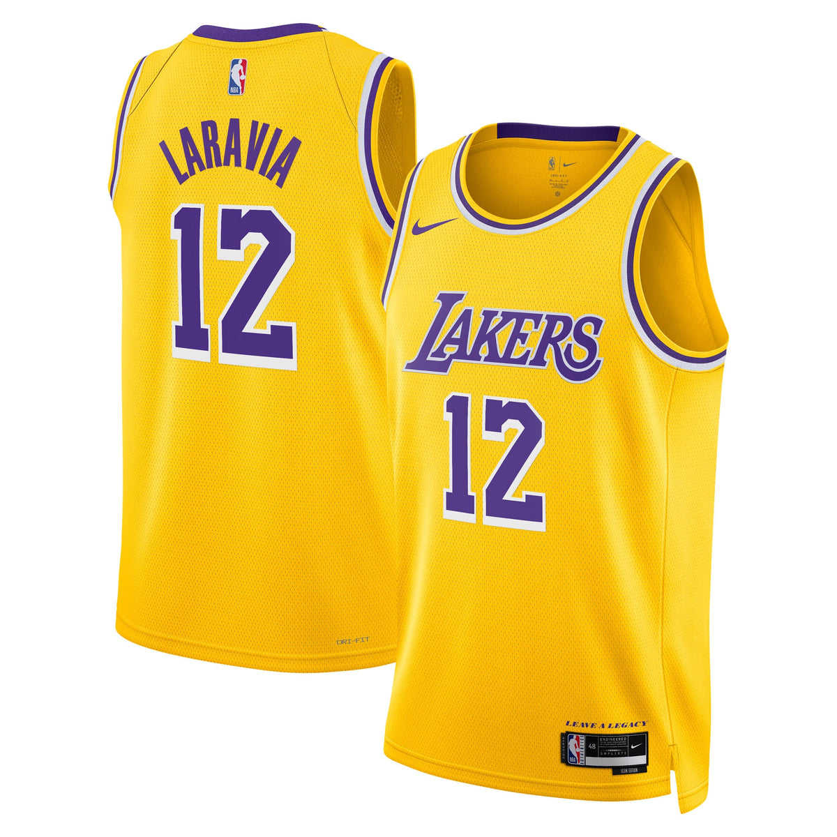Los Angeles Lakers Nike Icon Edition Swingman Jersey - Gold - Jake LaRavia - Unisex