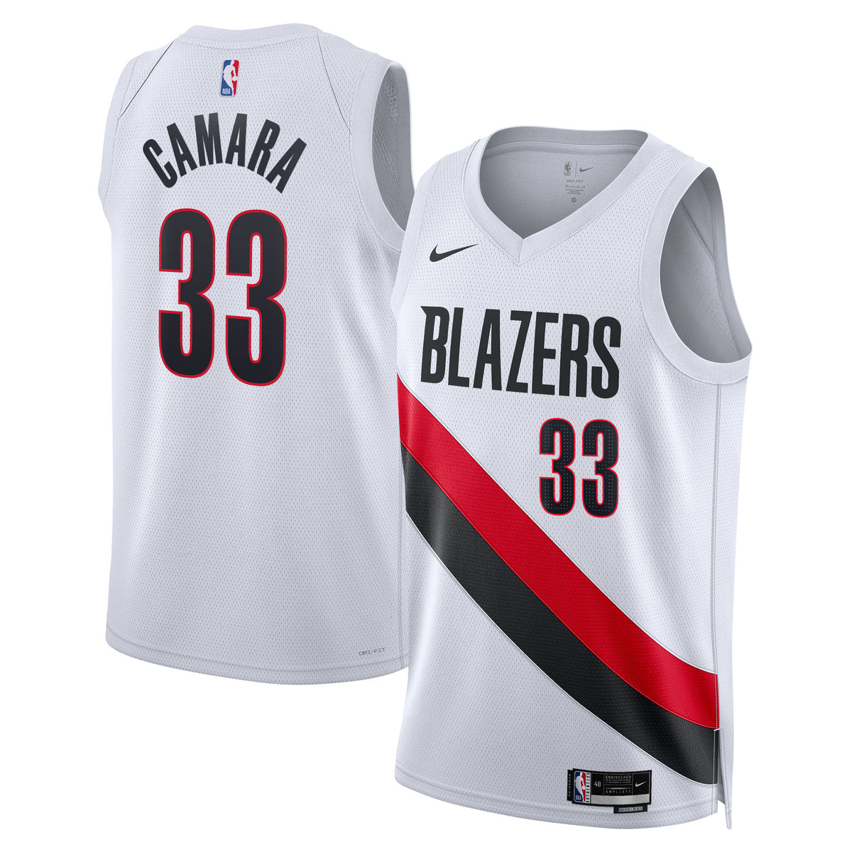 Portland Trail Blazers Nike Replica Association Edition Swingman Jersey - White - Toumani Camara - Unisex