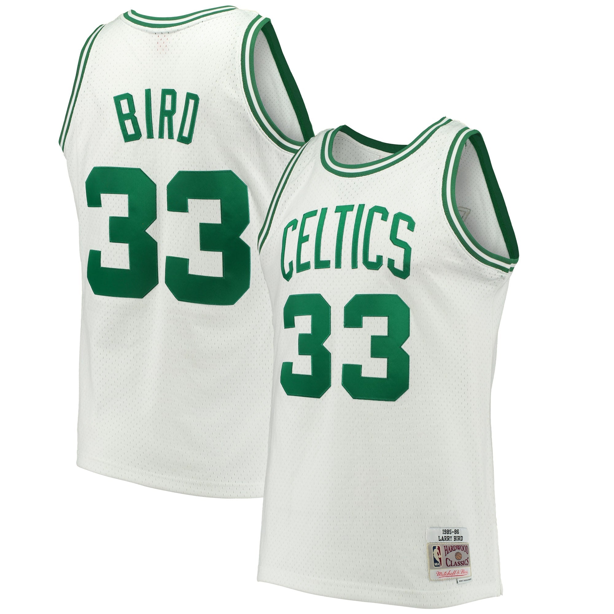 Men's Mitchell & Ness Larry Bird Kelly Green Boston Celtics 1985-86 Hardwood Classics Swingman Jersey