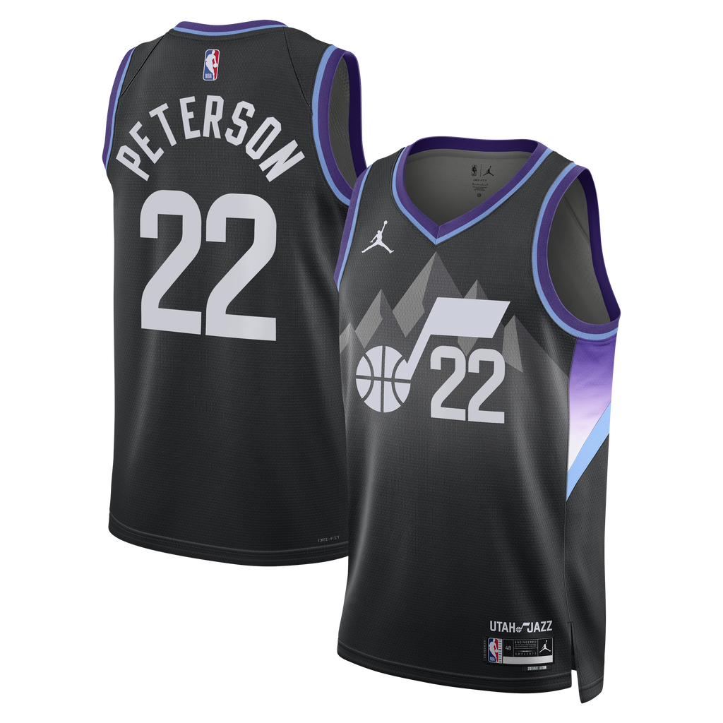 Utah Jazz Jordan Brand Statement Edition Swingman Jersey - Black - Darryn Peterson - Mens