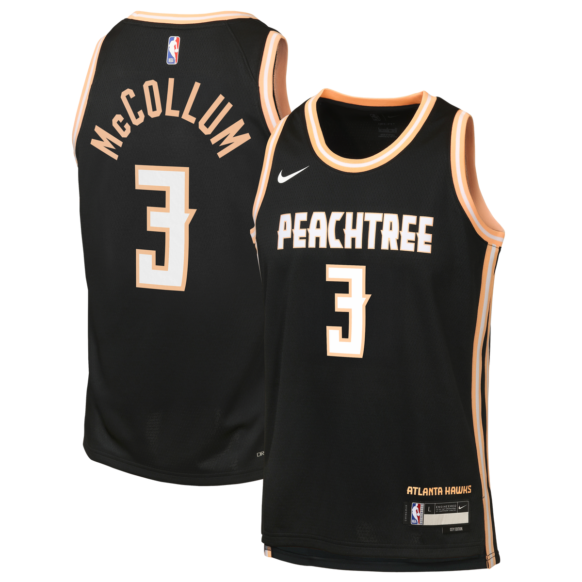 Nike Atlanta Hawks 2025/26 Nike City Edition Swingman Jersey - Black - CJ McCollum - Youth