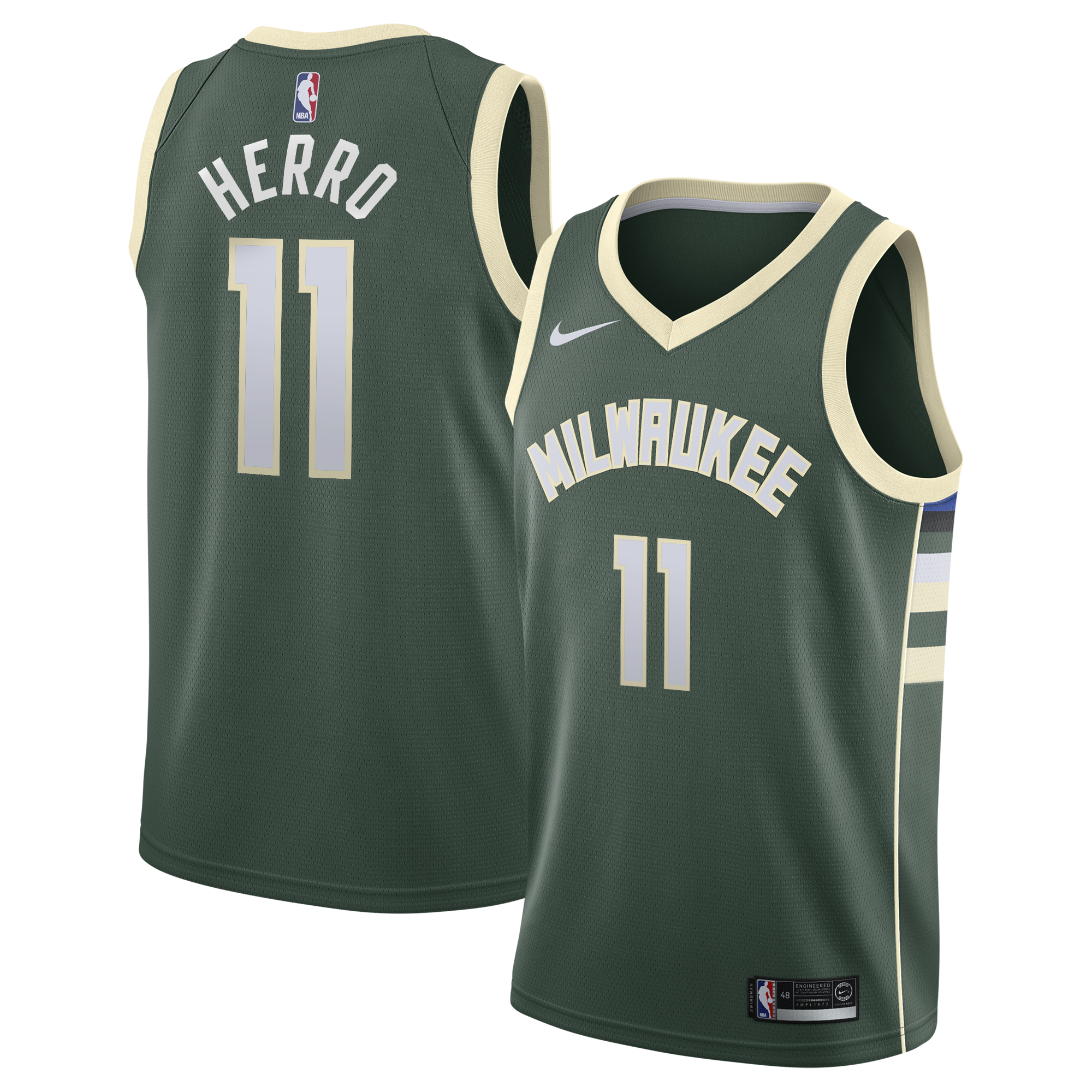 Milwaukee Bucks Nike Icon Edition Swingman Jersey - Hunter Green - Tyler Herro - Youth