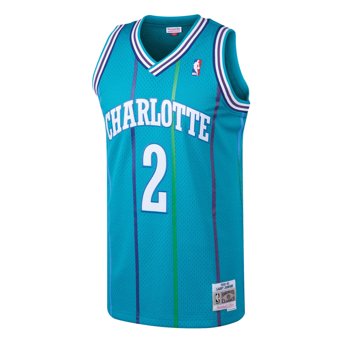 Men's Mitchell & Ness Larry Johnson Teal Charlotte Hornets 1992-93 Hardwood Classics Swingman Jersey