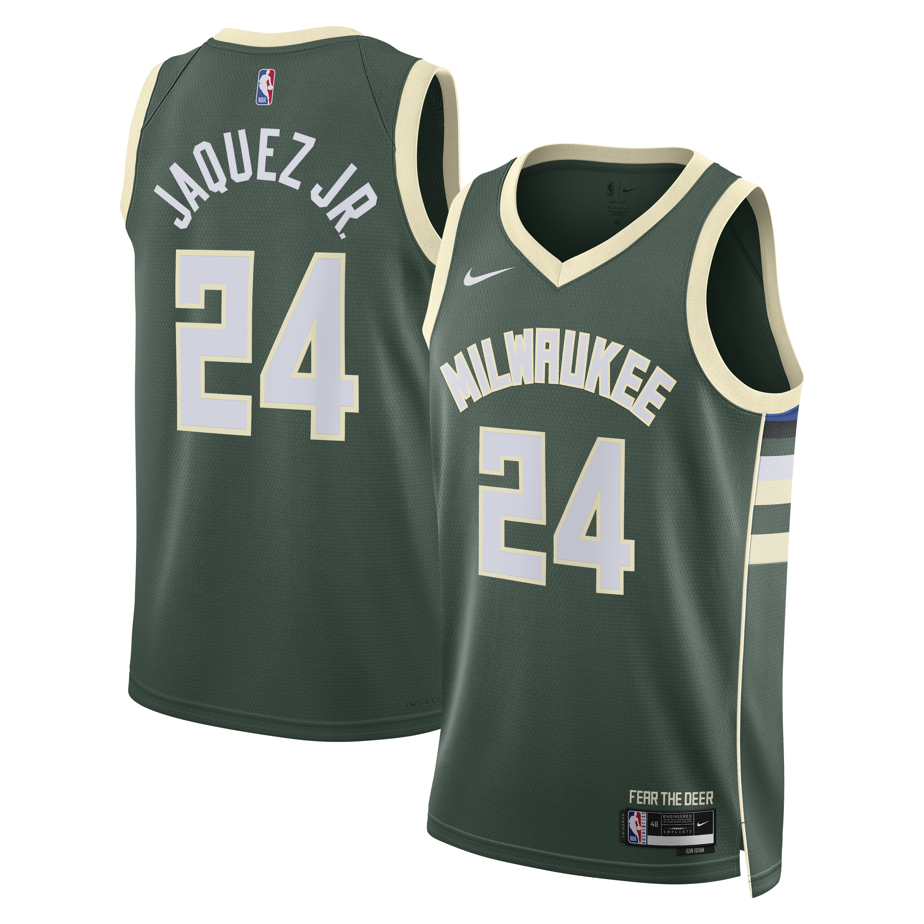 Milwaukee Bucks Nike Icon Edition Swingman Jersey - Hunter Green - Jaime Jaquez Jr. - Unisex