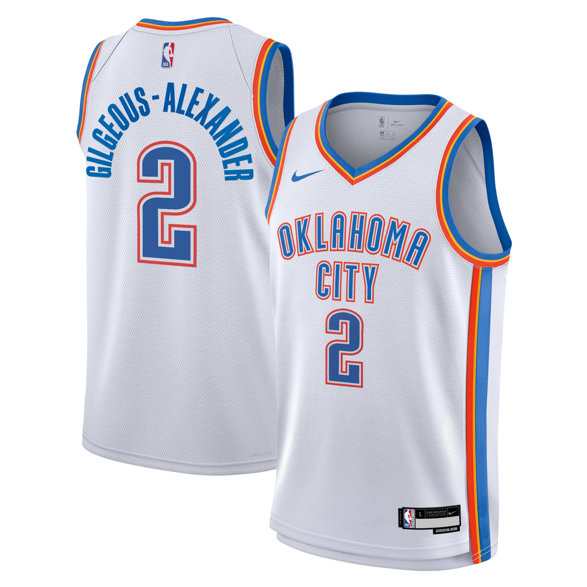 Oklahoma City Thunder Nike Association Edition Swingman Jersey - White - Shai Gilgeous-Alexander - Youth